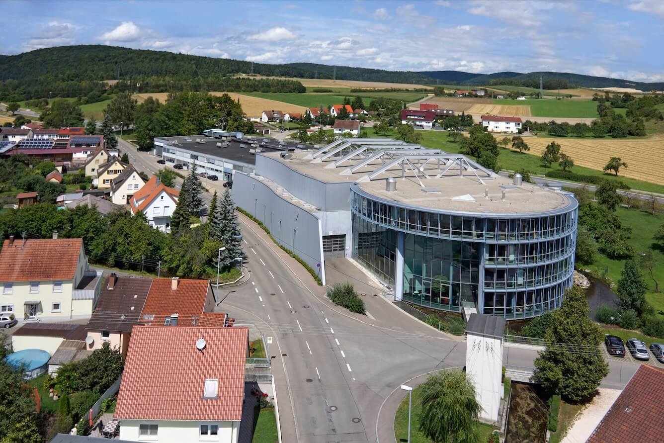 Letecký pohľad na sídlo spoločnosti Burgmaier v Allmendingen